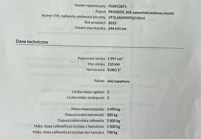 PEUGEOT 308  | FWD (przód) | Automatyczna | 190 KM | Biały full