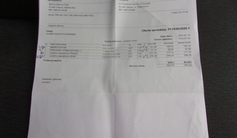 OPEL Vivaro | FWD (przód) | Manualna | 115 KM | Srebrny full