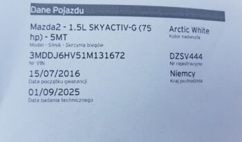 MAZDA 2 | FWD (przód) | Manualna | 75 KM | Biały full