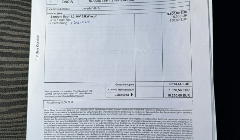 DACIA Sandero  | FWD (przód) | Manualna | 75 KM | Czerwony full