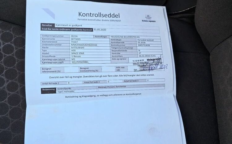 MITSUBISHI Space Star | FWD (przód) | Manualna | 71 KM | Bordowy full