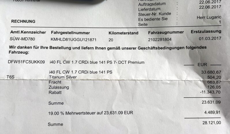 Hyundai i40 | FWD (przód) | Automatyczna | 141 KM | Szary full