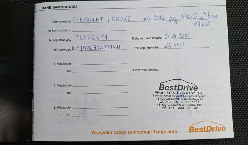 Chevrolet Cruze | FWD (przód) | Manualna | 124 KM | Szary full
